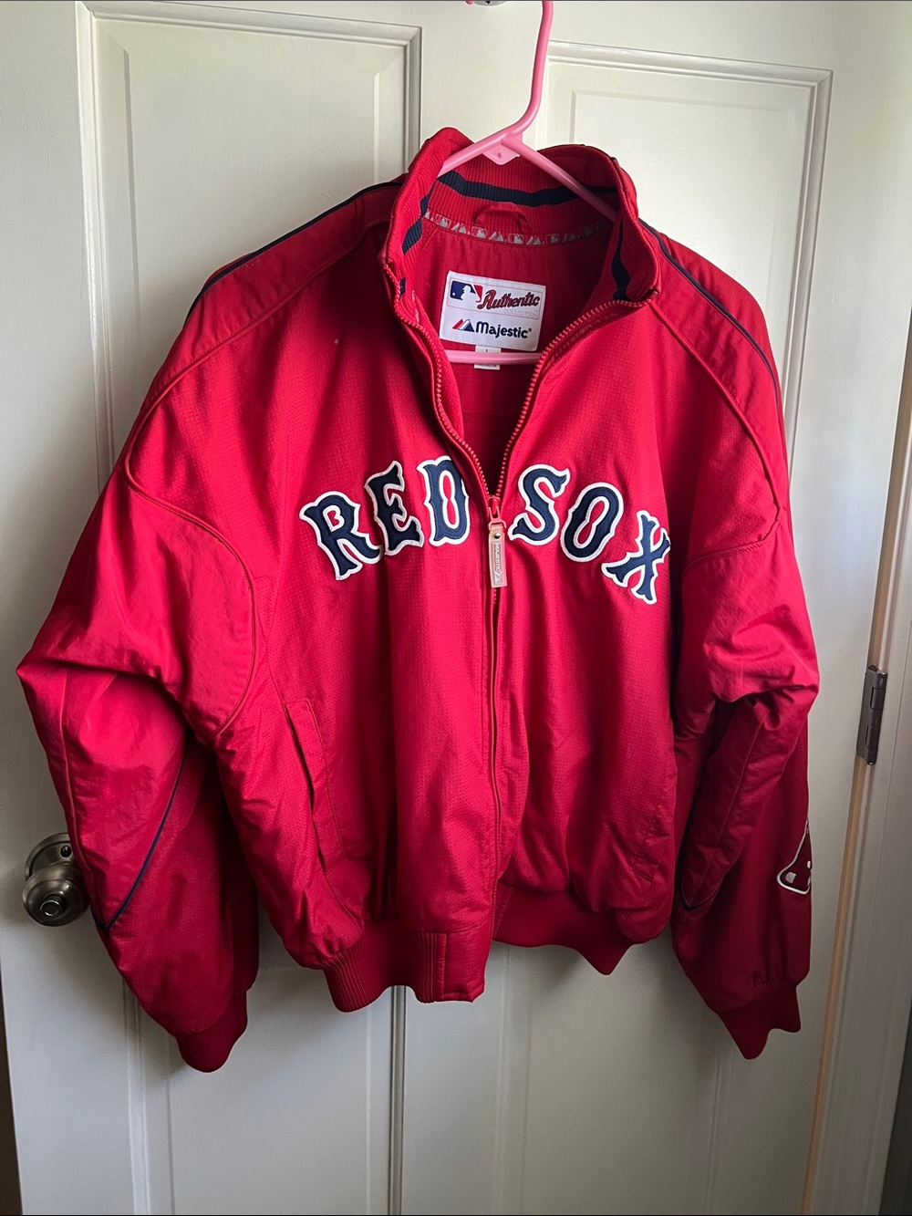 Majestic Red Boston Red Sox Jacket with Navy Lettering